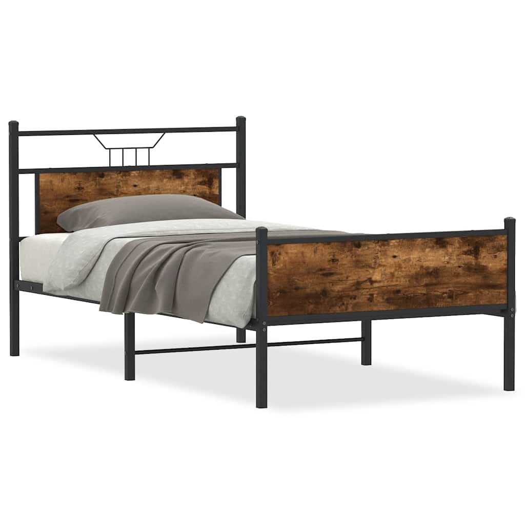 Bedframe zonder matras hout gerookt eikenkleurig 100x190 cm is nu te koop bij PeponiXL, paradijselijk wonen!