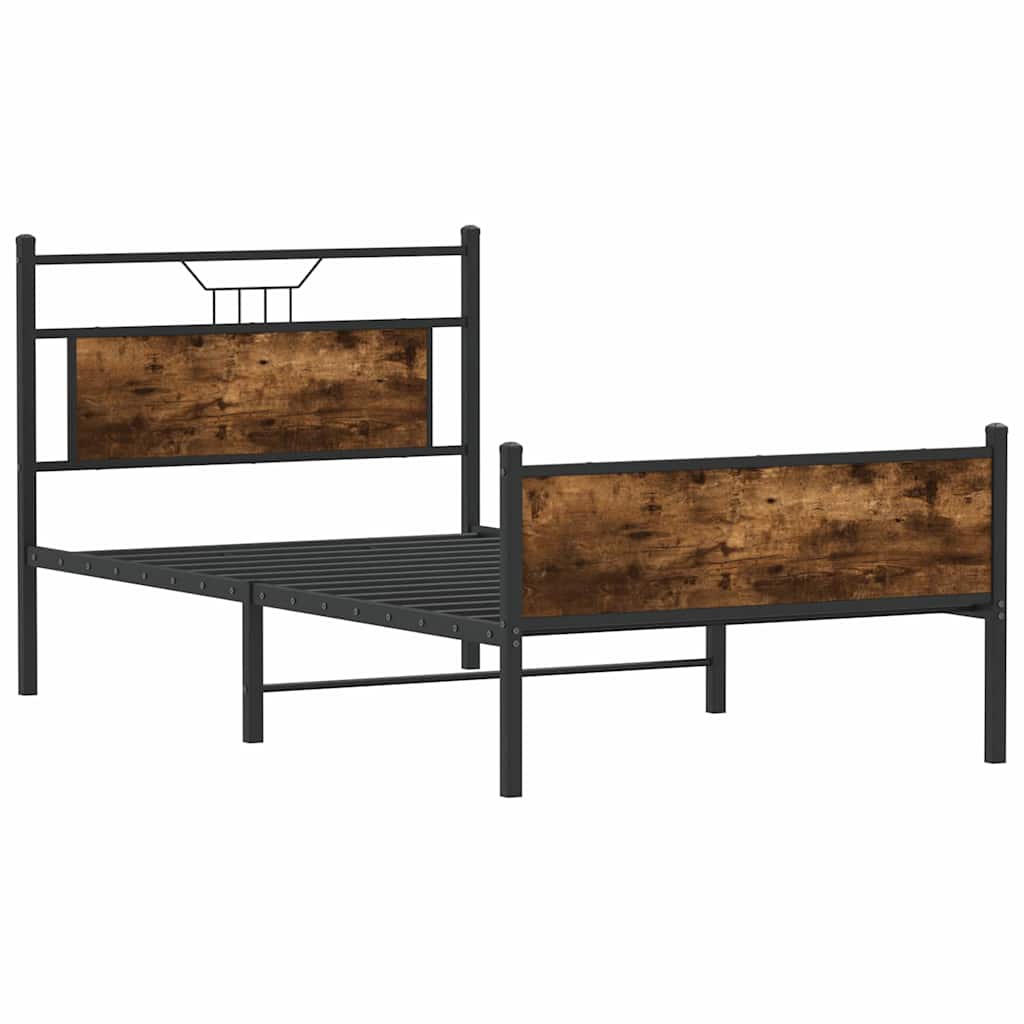 Bedframe zonder matras hout gerookt eikenkleurig 100x190 cm is nu te koop bij PeponiXL, paradijselijk wonen!
