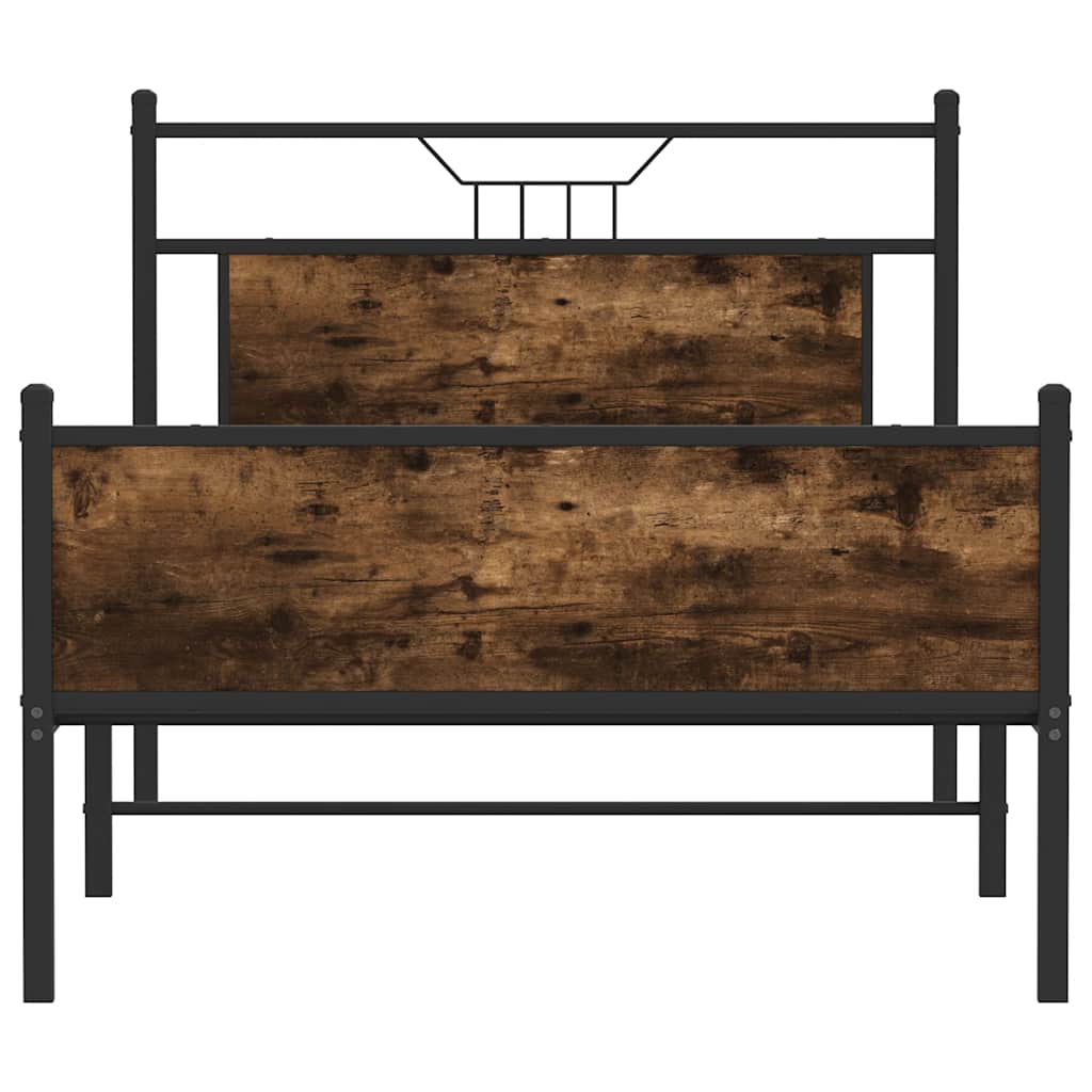 Bedframe zonder matras hout gerookt eikenkleurig 100x190 cm is nu te koop bij PeponiXL, paradijselijk wonen!