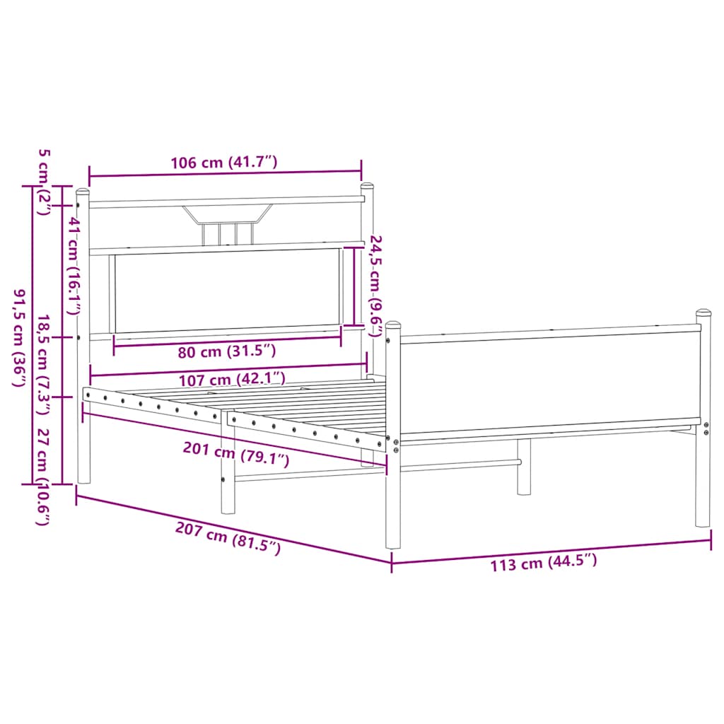Bedframe zonder matras spaanplaat gerookt eikenkleurig is nu te koop bij PeponiXL, paradijselijk wonen!