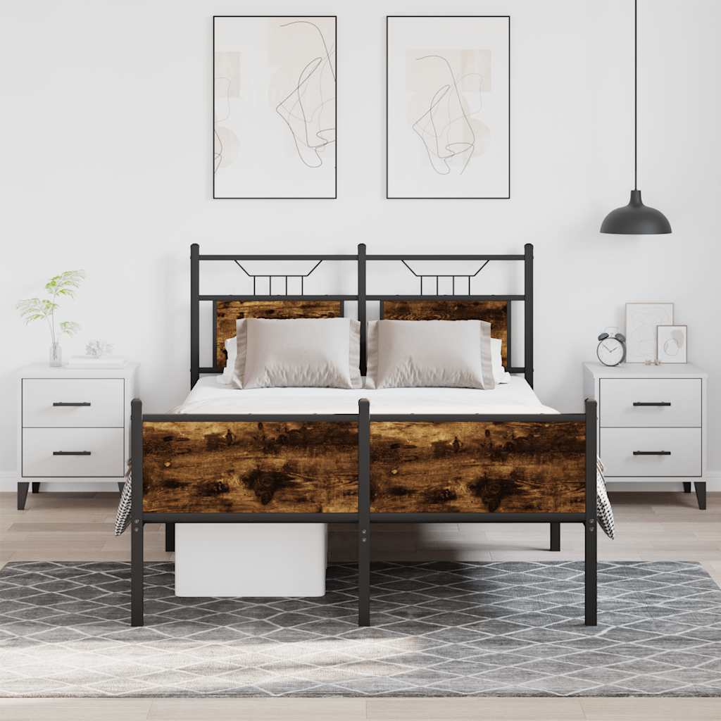 Bedframe zonder matras hout gerookt eikenkleurig 120x190 cm is nu te koop bij PeponiXL, paradijselijk wonen!