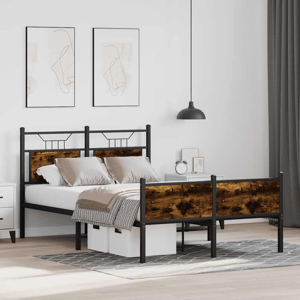 Bedframe zonder matras hout gerookt eikenkleurig 120x190 cm is nu te koop bij PeponiXL, paradijselijk wonen!