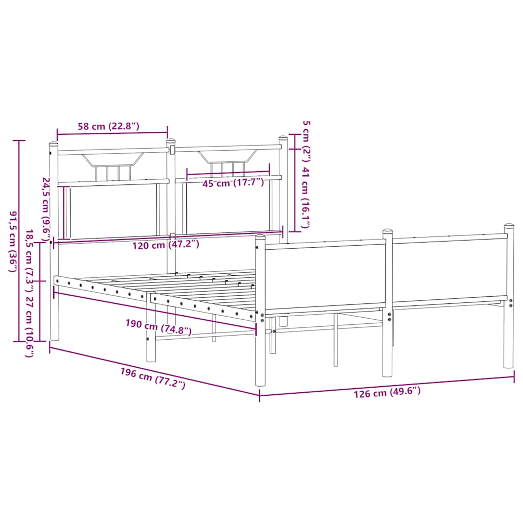 Bedframe zonder matras hout gerookt eikenkleurig 120x190 cm is nu te koop bij PeponiXL, paradijselijk wonen!