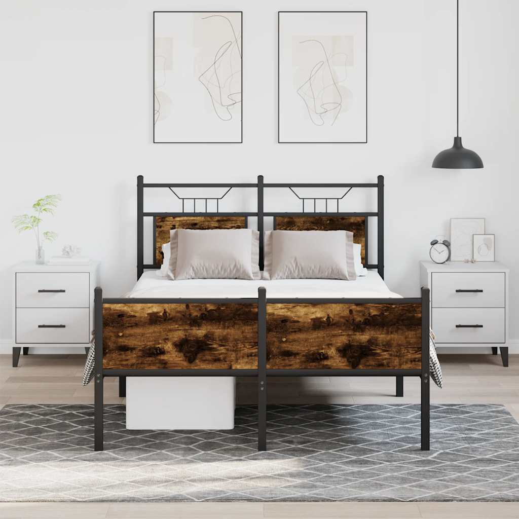 Bedframe zonder matras hout gerookt eikenkleurig 120x200 cm is nu te koop bij PeponiXL, paradijselijk wonen!