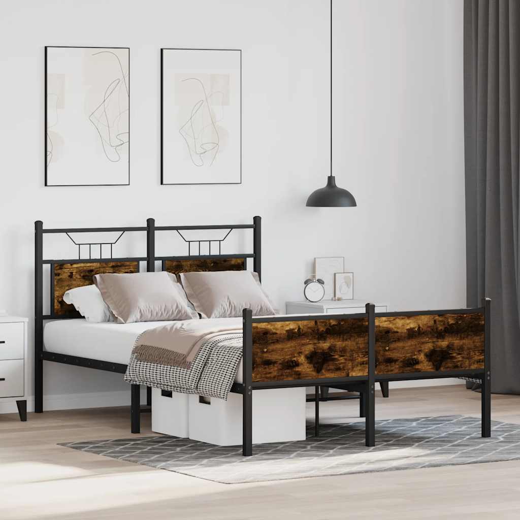 Bedframe zonder matras hout gerookt eikenkleurig 120x200 cm is nu te koop bij PeponiXL, paradijselijk wonen!