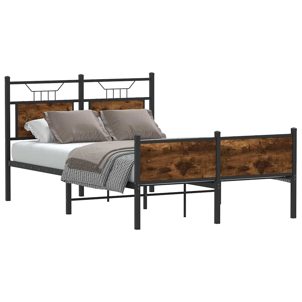 Bedframe zonder matras hout gerookt eikenkleurig 120x200 cm is nu te koop bij PeponiXL, paradijselijk wonen!