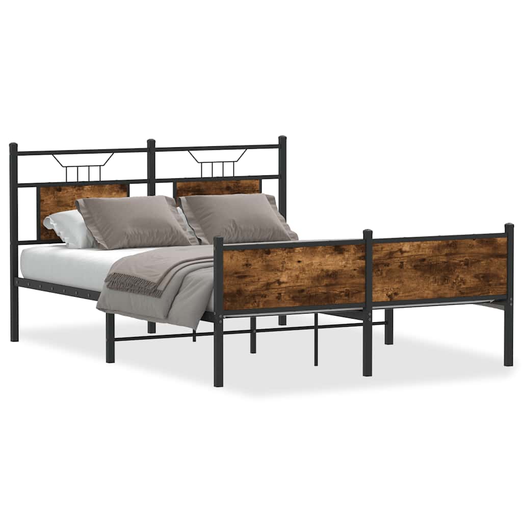 Bedframe zonder matras hout gerookt eikenkleurig 137x190 cm is nu te koop bij PeponiXL, paradijselijk wonen!