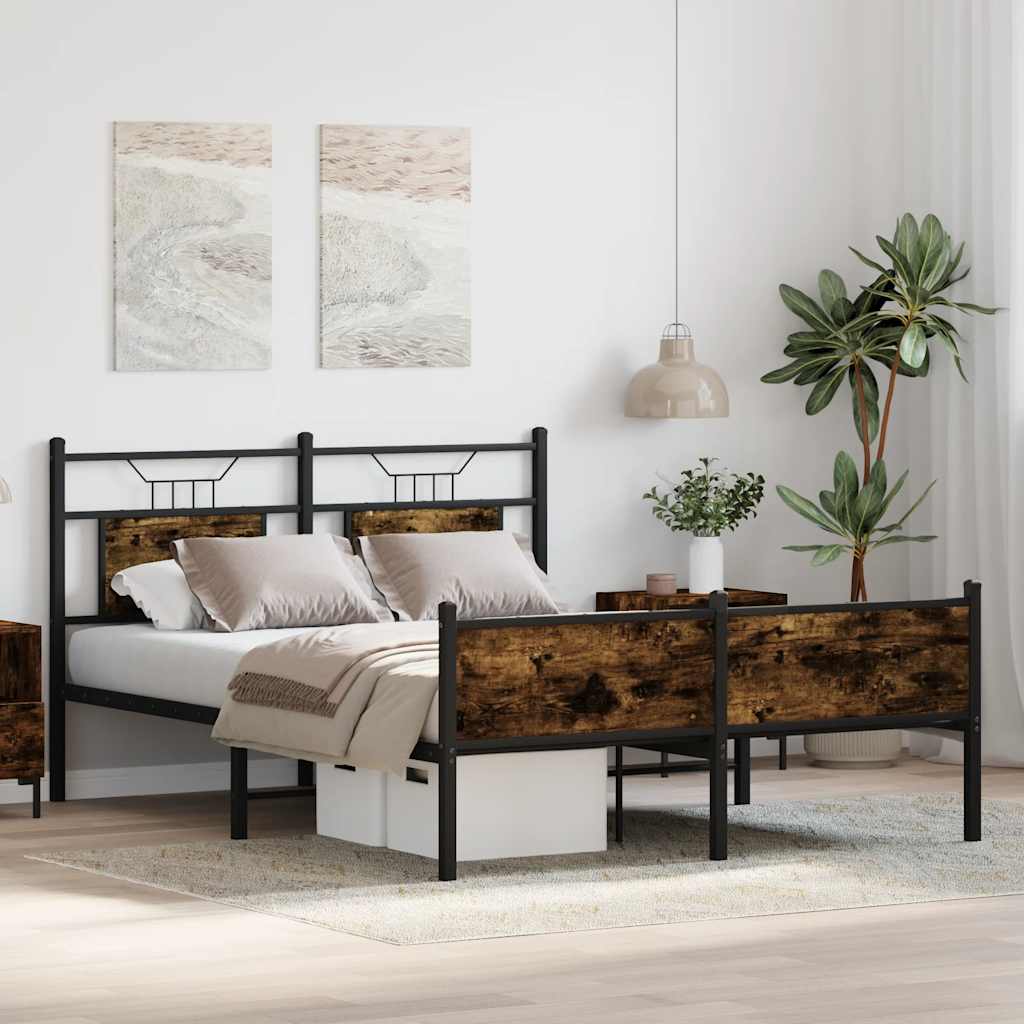 Bedframe zonder matras hout gerookt eikenkleurig 137x190 cm is nu te koop bij PeponiXL, paradijselijk wonen!