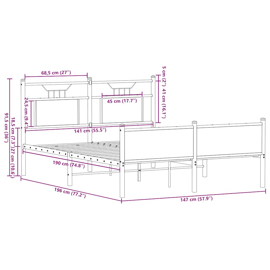 Bedframe zonder matras hout gerookt eikenkleurig 140x190 cm is nu te koop bij PeponiXL, paradijselijk wonen!