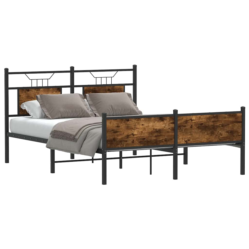 Bedframe zonder matras hout gerookt eikenkleurig 140x190 cm is nu te koop bij PeponiXL, paradijselijk wonen!