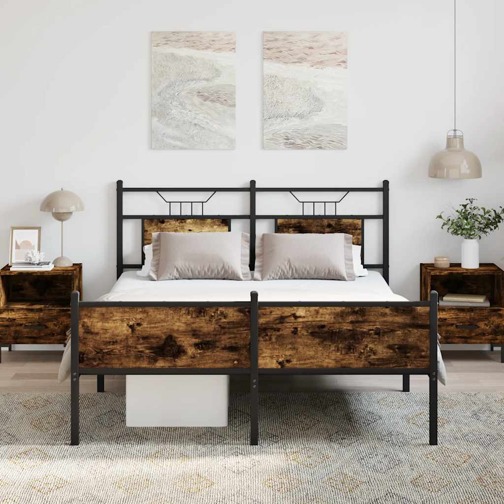 Bedframe zonder matras hout gerookt eikenkleurig 140x200 cm is nu te koop bij PeponiXL, paradijselijk wonen!