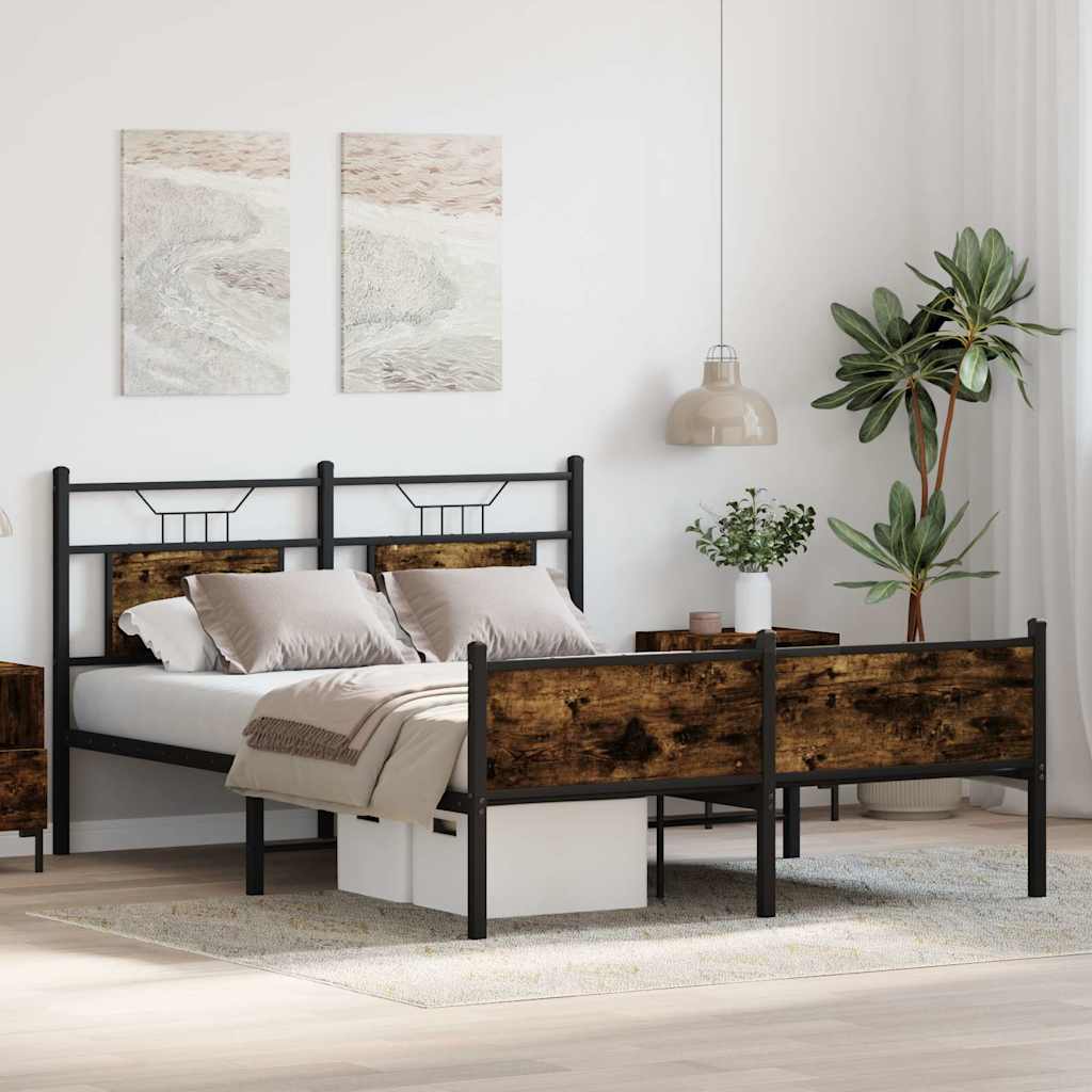 Bedframe zonder matras hout gerookt eikenkleurig 150x200 cm is nu te koop bij PeponiXL, paradijselijk wonen!