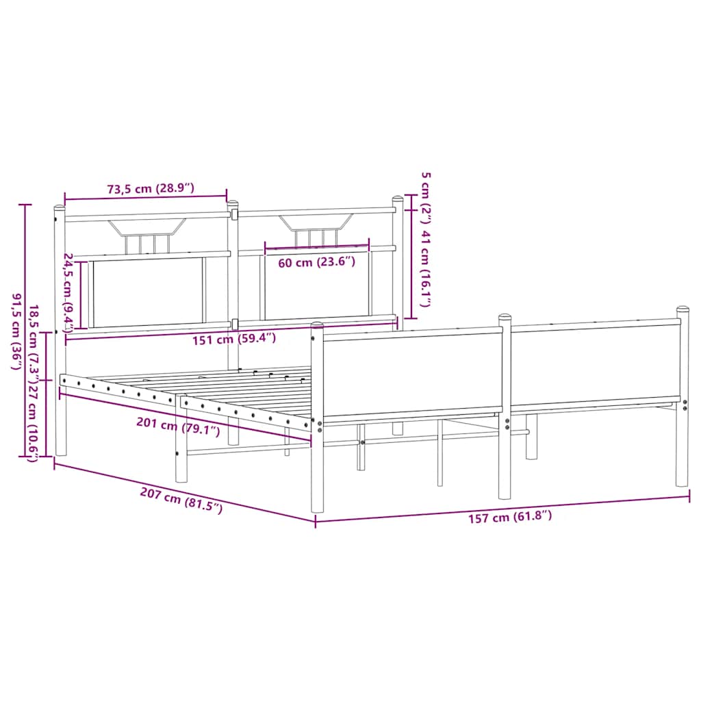 Bedframe zonder matras hout gerookt eikenkleurig 150x200 cm is nu te koop bij PeponiXL, paradijselijk wonen!