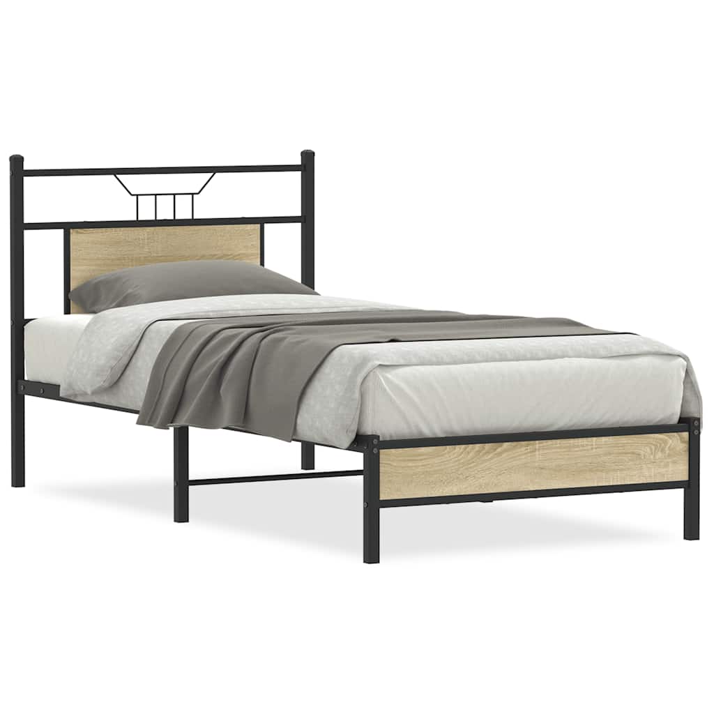 Bedframe zonder matras hout sonoma eikenkleurig 75x190 cm is nu te koop bij PeponiXL, paradijselijk wonen!