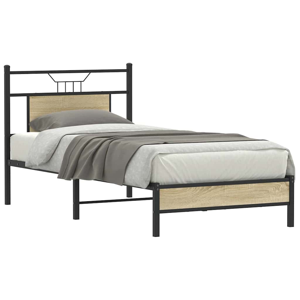Bedframe zonder matras hout sonoma eikenkleurig 75x190 cm is nu te koop bij PeponiXL, paradijselijk wonen!
