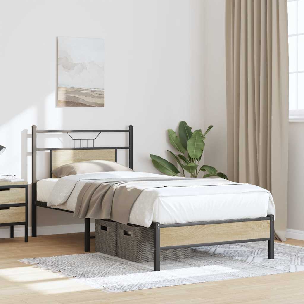 Bedframe zonder matras hout sonoma eikenkleurig 80x200 cm is nu te koop bij PeponiXL, paradijselijk wonen!