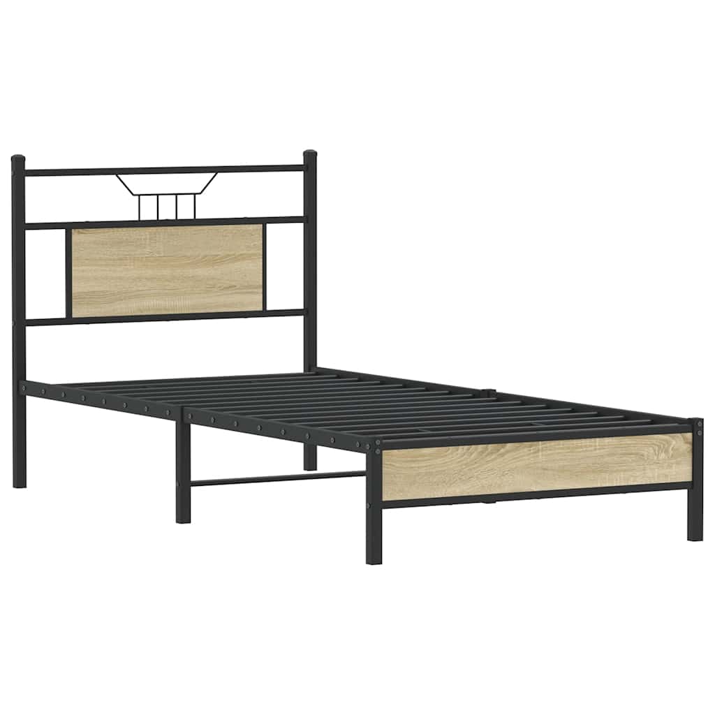 Bedframe zonder matras hout sonoma eikenkleurig 80x200 cm is nu te koop bij PeponiXL, paradijselijk wonen!