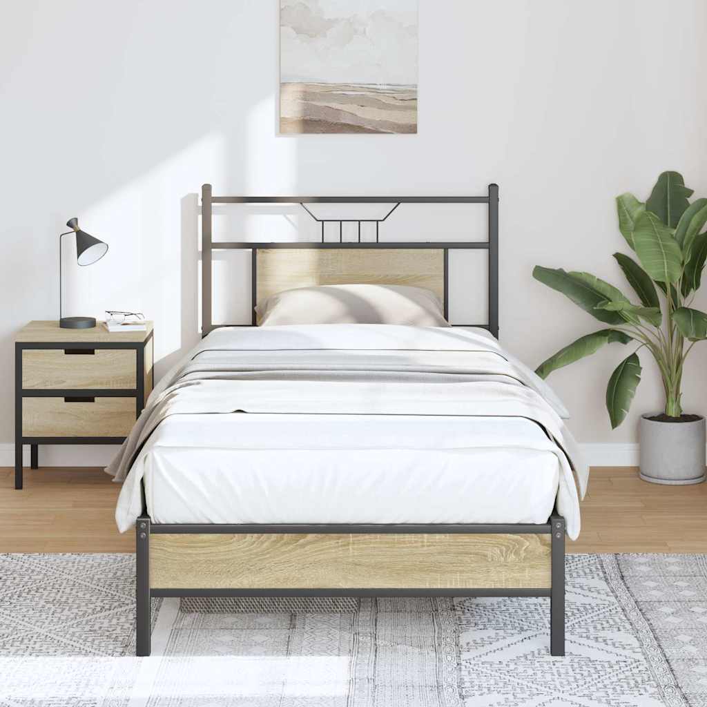 Bedframe zonder matras hout sonoma eikenkleurig 80x200 cm is nu te koop bij PeponiXL, paradijselijk wonen!