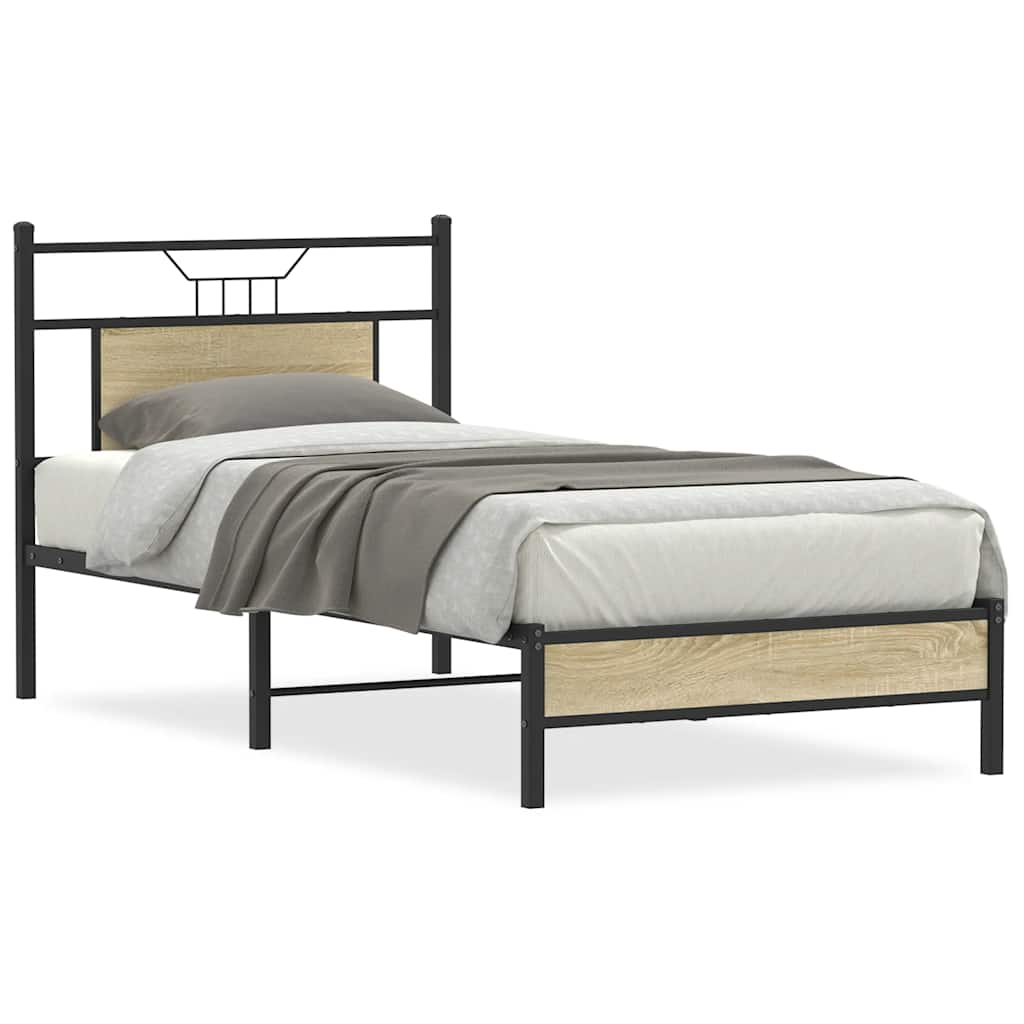 Bedframe zonder matras hout sonoma eikenkleurig 90x190 cm is nu te koop bij PeponiXL, paradijselijk wonen!