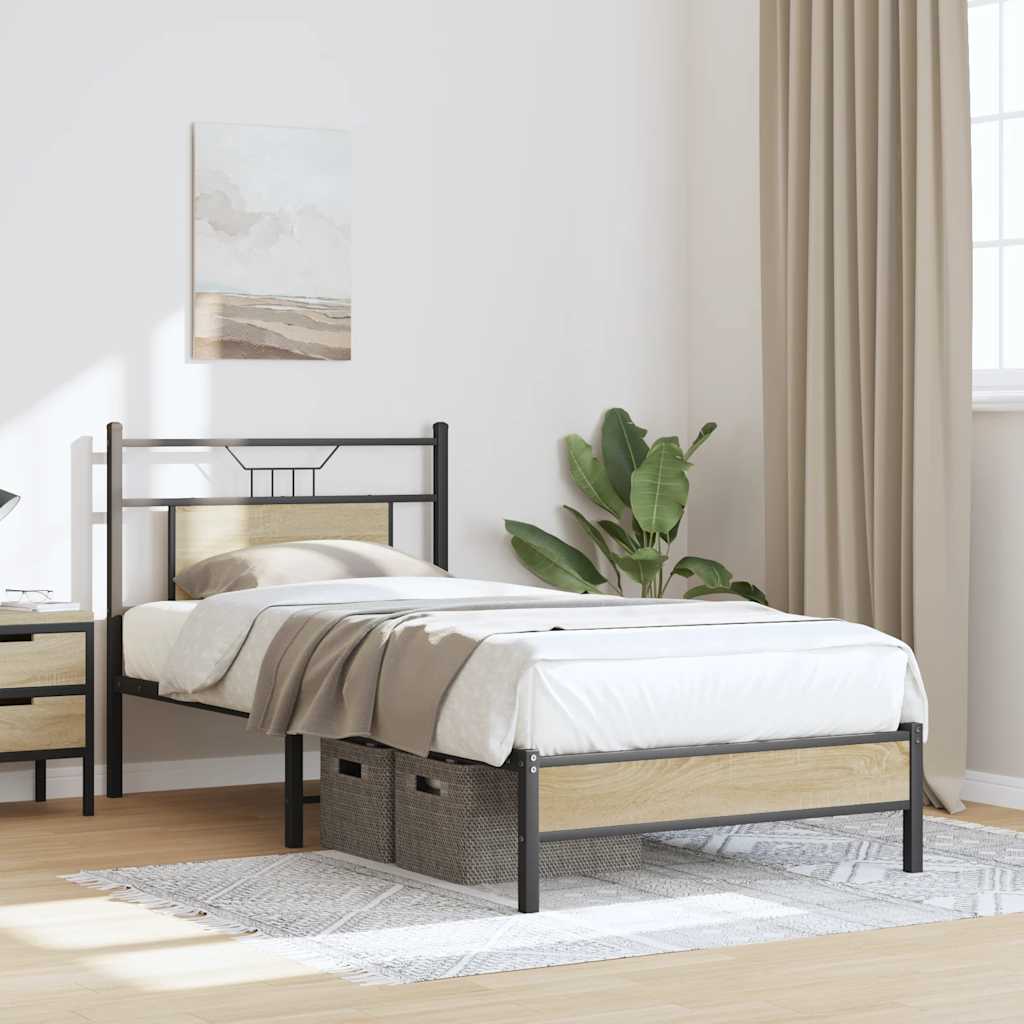 Bedframe zonder matras hout sonoma eikenkleurig 90x190 cm is nu te koop bij PeponiXL, paradijselijk wonen!