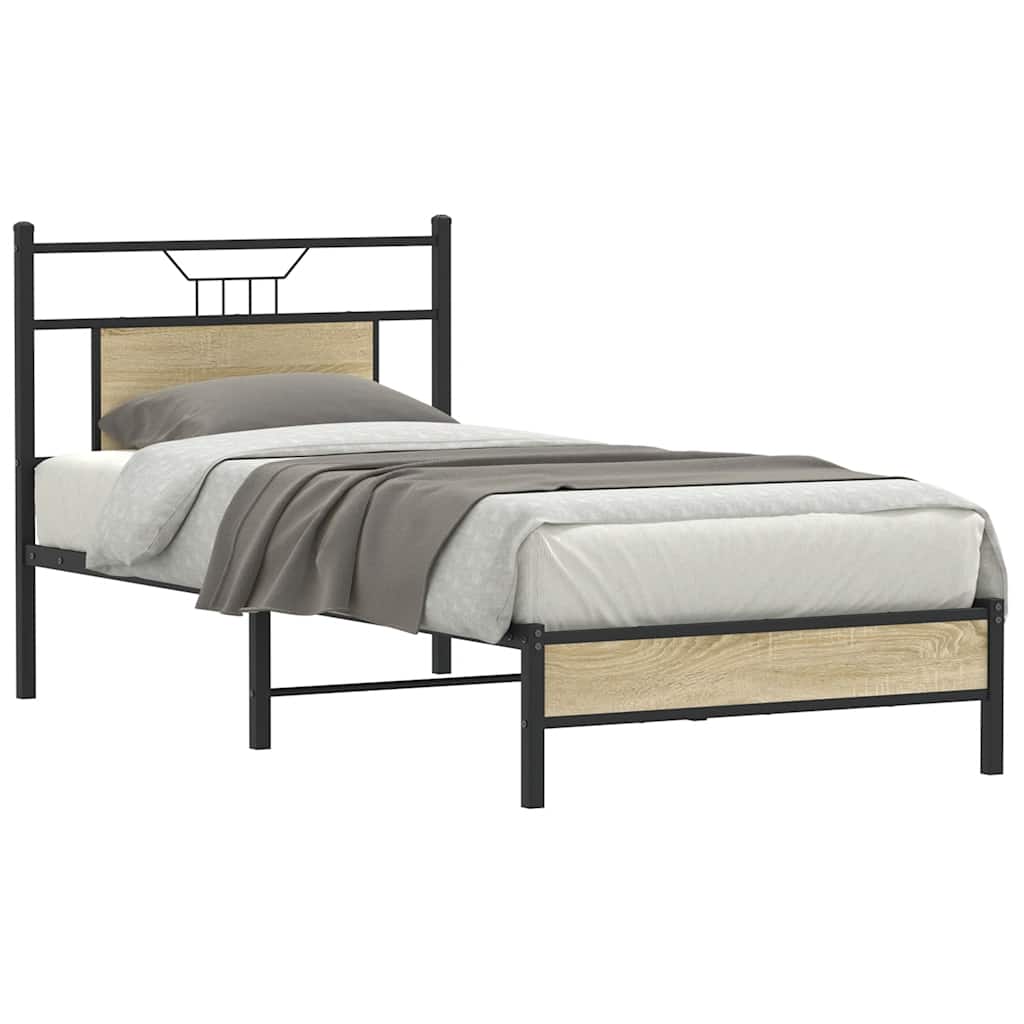 Bedframe zonder matras hout sonoma eikenkleurig 90x200 cm is nu te koop bij PeponiXL, paradijselijk wonen!