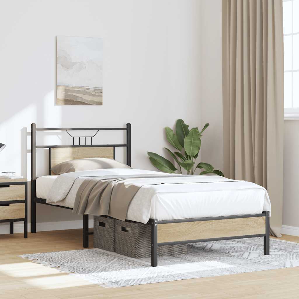Bedframe zonder matras hout sonoma eikenkleurig 90x200 cm is nu te koop bij PeponiXL, paradijselijk wonen!