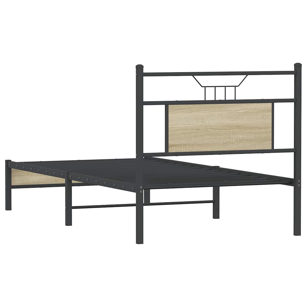 Bedframe zonder matras hout sonoma eikenkleurig 90x200 cm is nu te koop bij PeponiXL, paradijselijk wonen!