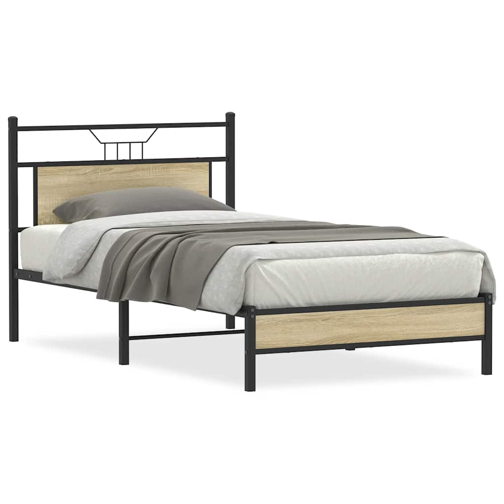 Bedframe zonder matras hout sonoma eikenkleurig 100x190 cm is nu te koop bij PeponiXL, paradijselijk wonen!