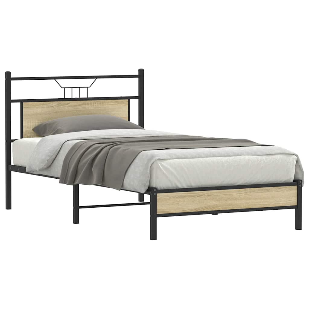 Bedframe zonder matras hout sonoma eikenkleurig 100x190 cm is nu te koop bij PeponiXL, paradijselijk wonen!