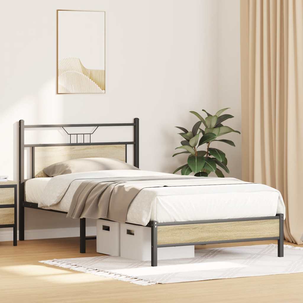 Bedframe zonder matras hout sonoma eikenkleurig 100x190 cm is nu te koop bij PeponiXL, paradijselijk wonen!