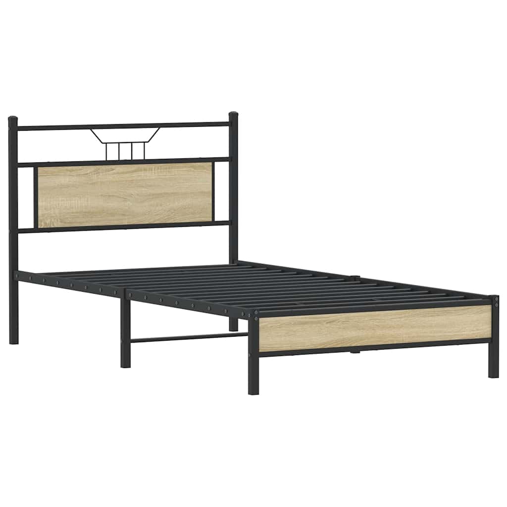 Bedframe zonder matras hout sonoma eikenkleurig 100x200 cm is nu te koop bij PeponiXL, paradijselijk wonen!
