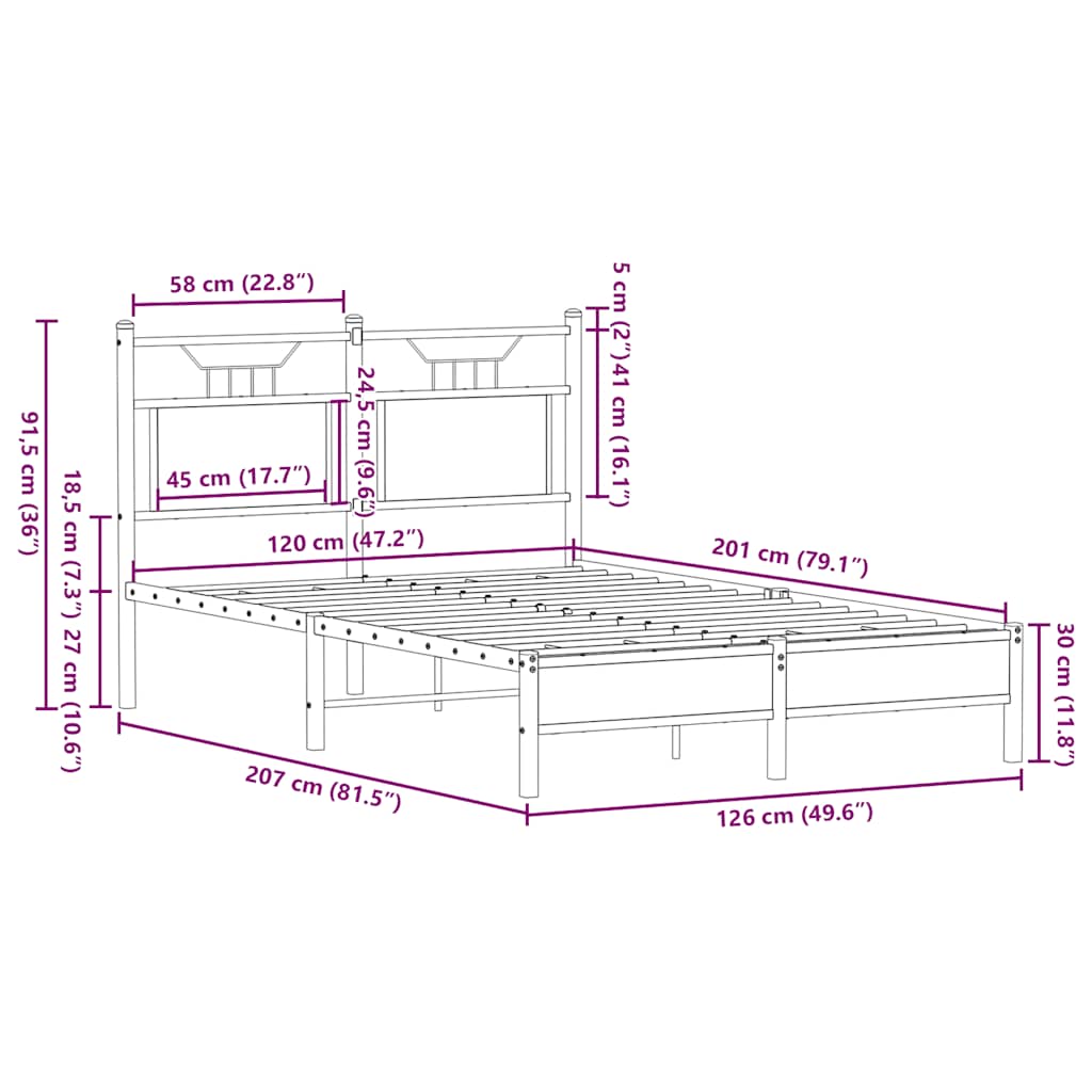 Bedframe zonder matras hout sonoma eikenkleurig 120x200 cm is nu te koop bij PeponiXL, paradijselijk wonen!