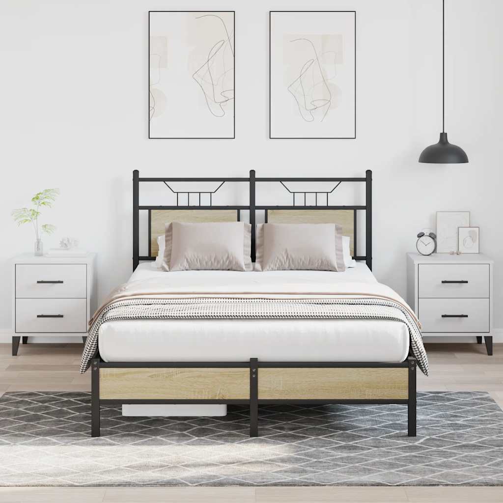 Bedframe zonder matras hout sonoma eikenkleurig 120x200 cm is nu te koop bij PeponiXL, paradijselijk wonen!