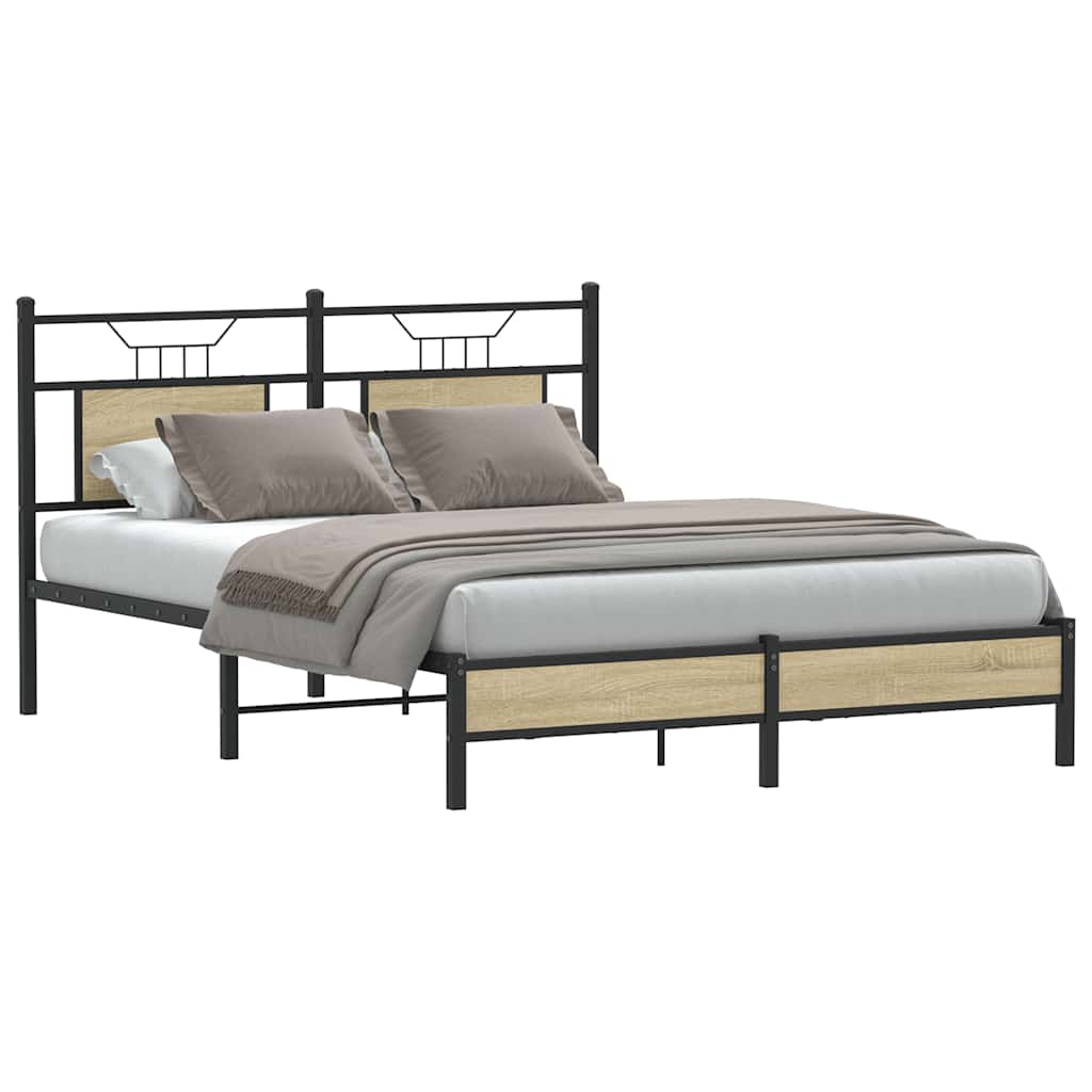 Bedframe zonder matras hout sonoma eikenkleurig 137x190 cm is nu te koop bij PeponiXL, paradijselijk wonen!