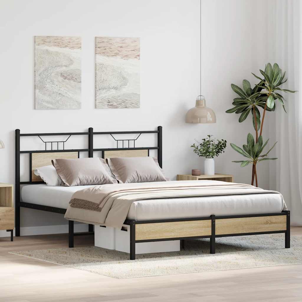 Bedframe zonder matras hout sonoma eikenkleurig 137x190 cm is nu te koop bij PeponiXL, paradijselijk wonen!