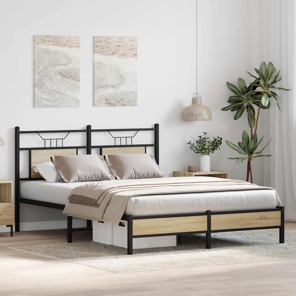 Bedframe zonder matras hout sonoma eikenkleurig 140x190 cm is nu te koop bij PeponiXL, paradijselijk wonen!