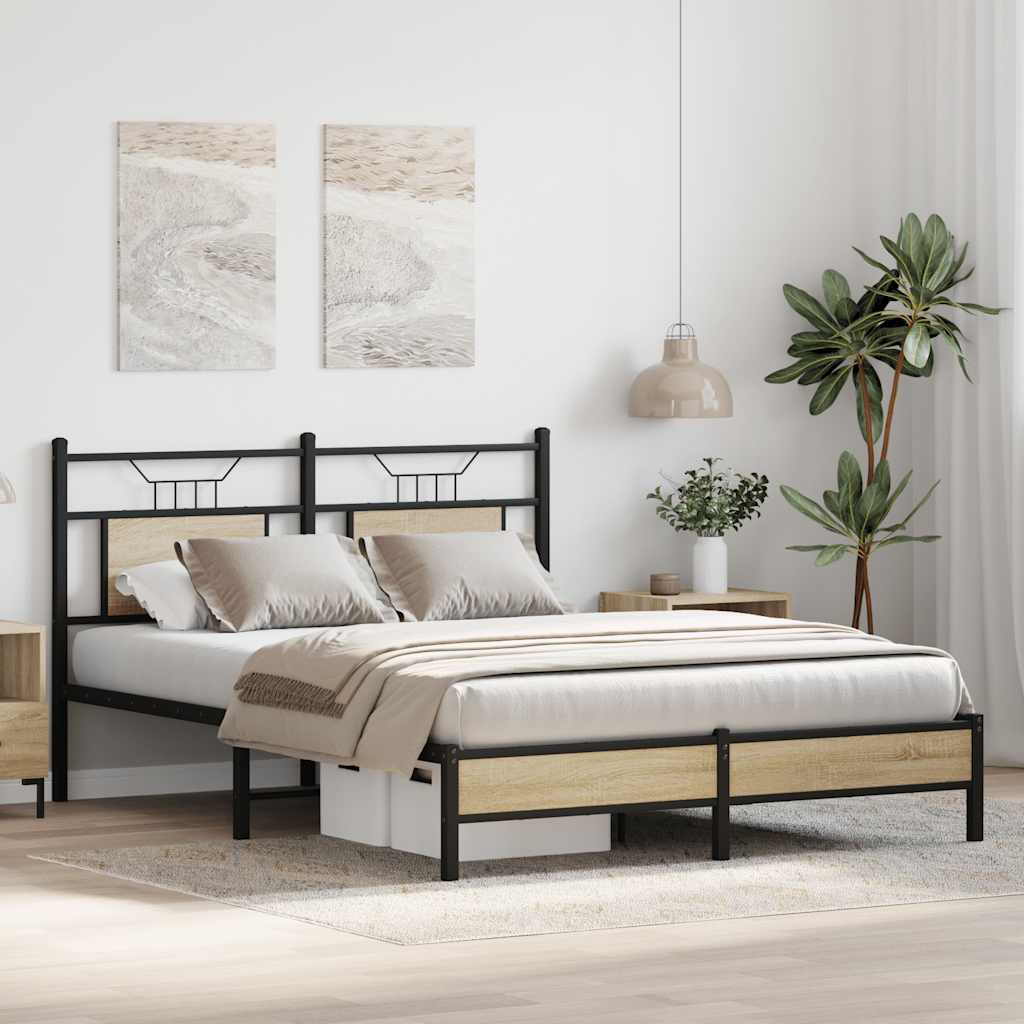 Bedframe zonder matras hout sonoma eikenkleurig 140x200 cm is nu te koop bij PeponiXL, paradijselijk wonen!