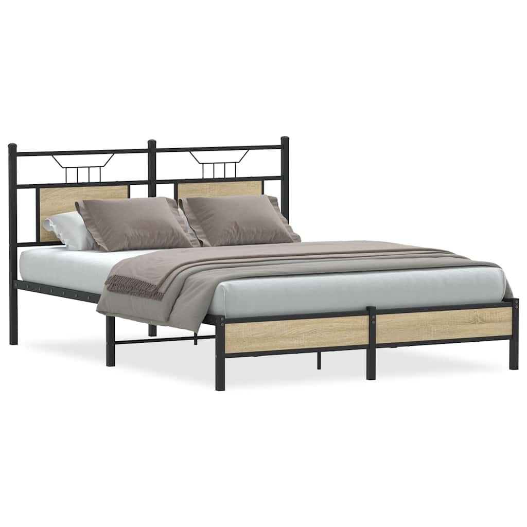 Bedframe zonder matras hout sonoma eikenkleurig 150x200 cm is nu te koop bij PeponiXL, paradijselijk wonen!