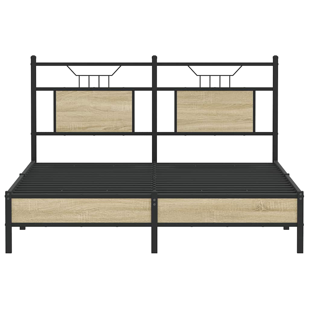 Bedframe zonder matras hout sonoma eikenkleurig 150x200 cm is nu te koop bij PeponiXL, paradijselijk wonen!
