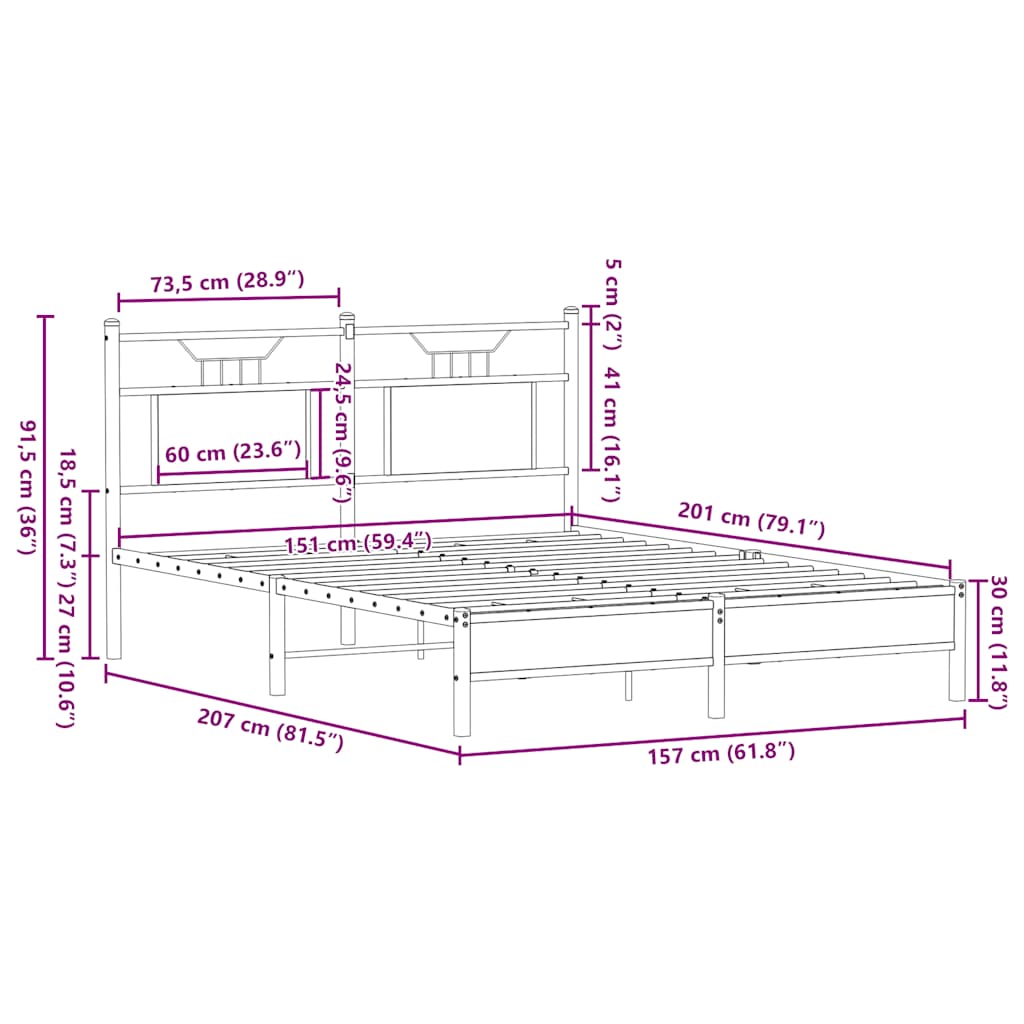 Bedframe zonder matras hout sonoma eikenkleurig 150x200 cm is nu te koop bij PeponiXL, paradijselijk wonen!