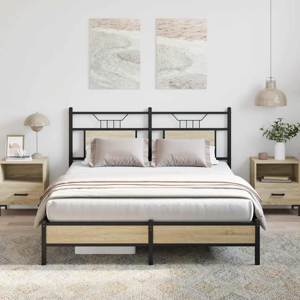 Bedframe zonder matras hout sonoma eikenkleurig 150x200 cm is nu te koop bij PeponiXL, paradijselijk wonen!