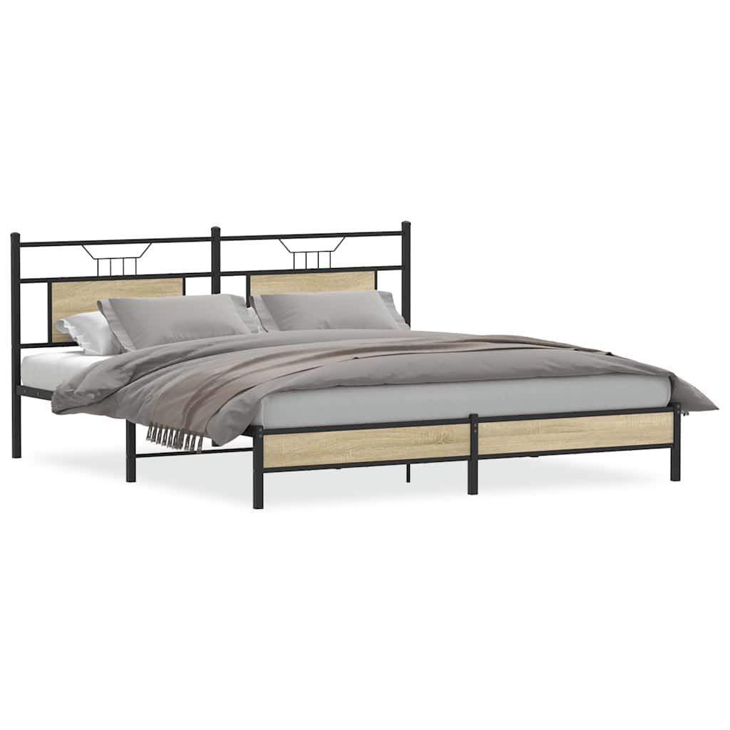 Bedframe zonder matras hout sonoma eikenkleurig 160x200 cm is nu te koop bij PeponiXL, paradijselijk wonen!