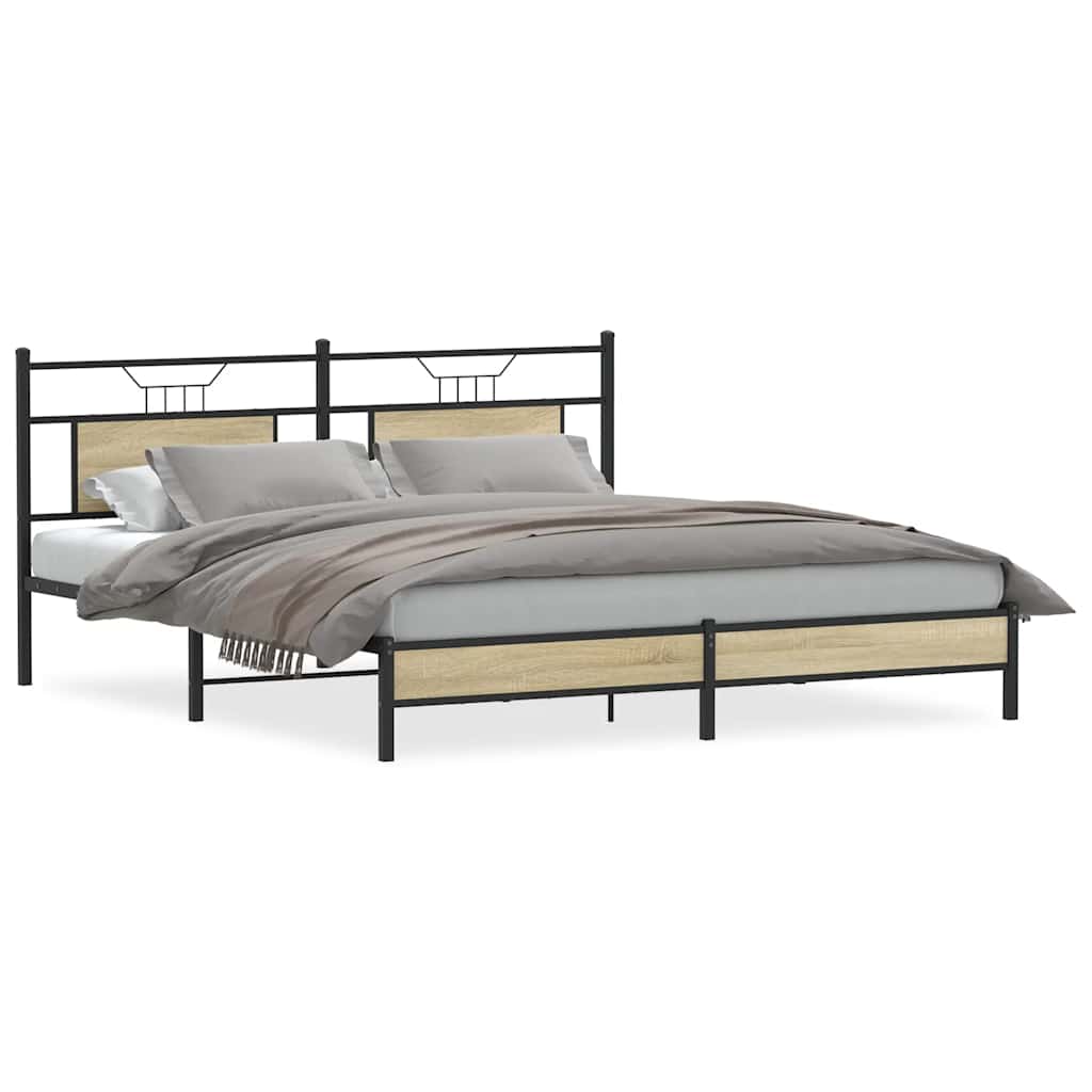 Bedframe zonder matras hout sonoma eikenkleurig 183x203 cm is nu te koop bij PeponiXL, paradijselijk wonen!