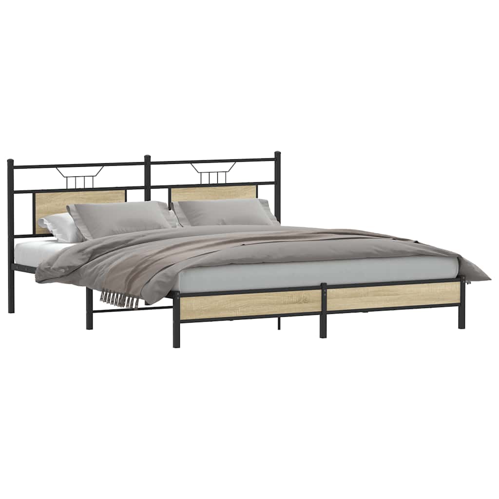 Bedframe zonder matras hout sonoma eikenkleurig 183x203 cm is nu te koop bij PeponiXL, paradijselijk wonen!