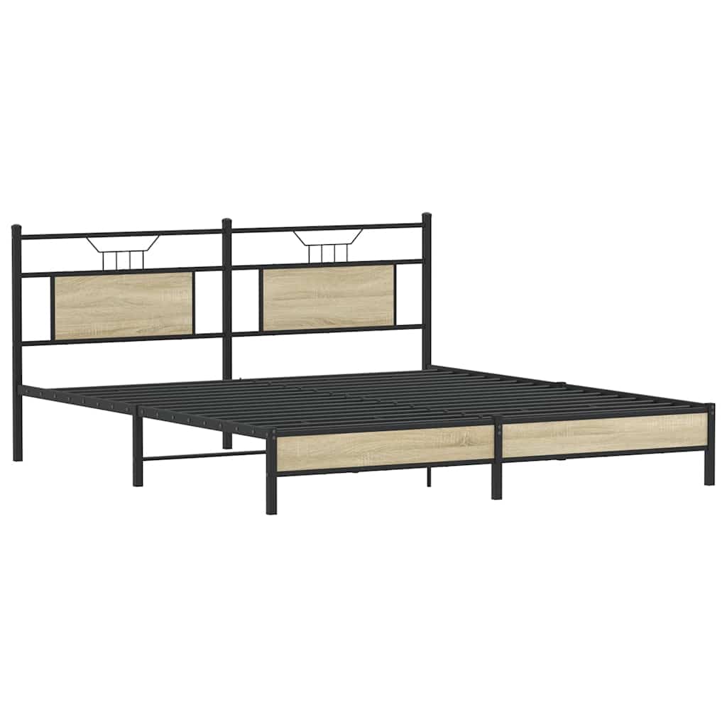 Bedframe zonder matras hout sonoma eikenkleurig 183x203 cm is nu te koop bij PeponiXL, paradijselijk wonen!