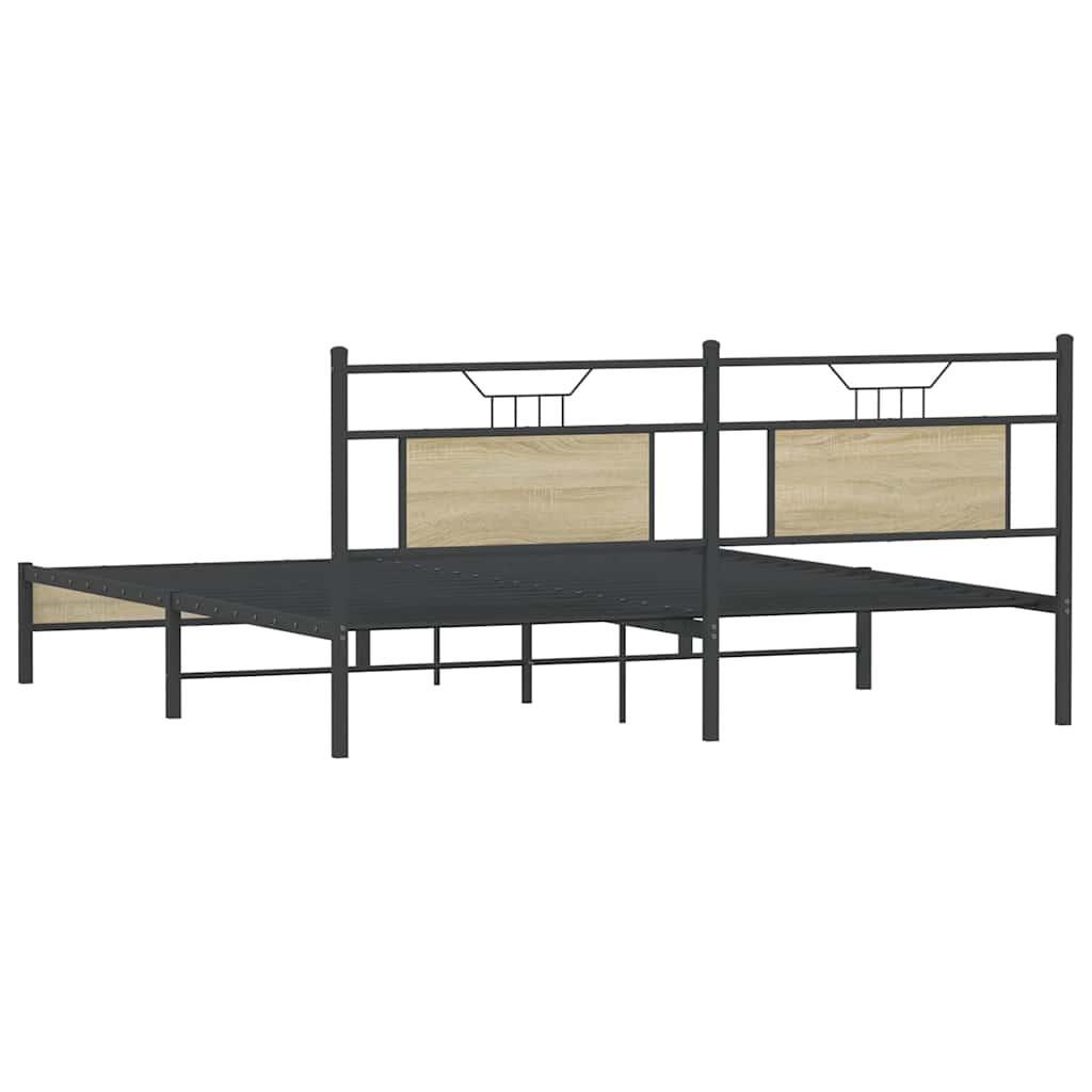 Bedframe zonder matras hout sonoma eikenkleurig 183x203 cm is nu te koop bij PeponiXL, paradijselijk wonen!