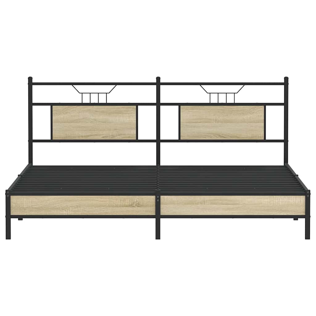 Bedframe zonder matras 183x213cm spaanplaat sonoma eikenkleurig is nu te koop bij PeponiXL, paradijselijk wonen!