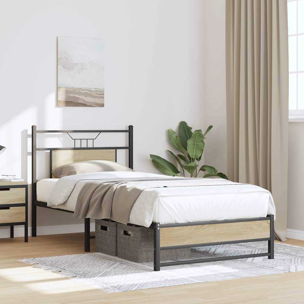 Bedframe zonder matras hout sonoma eikenkleurig 75x190 cm is nu te koop bij PeponiXL, paradijselijk wonen!