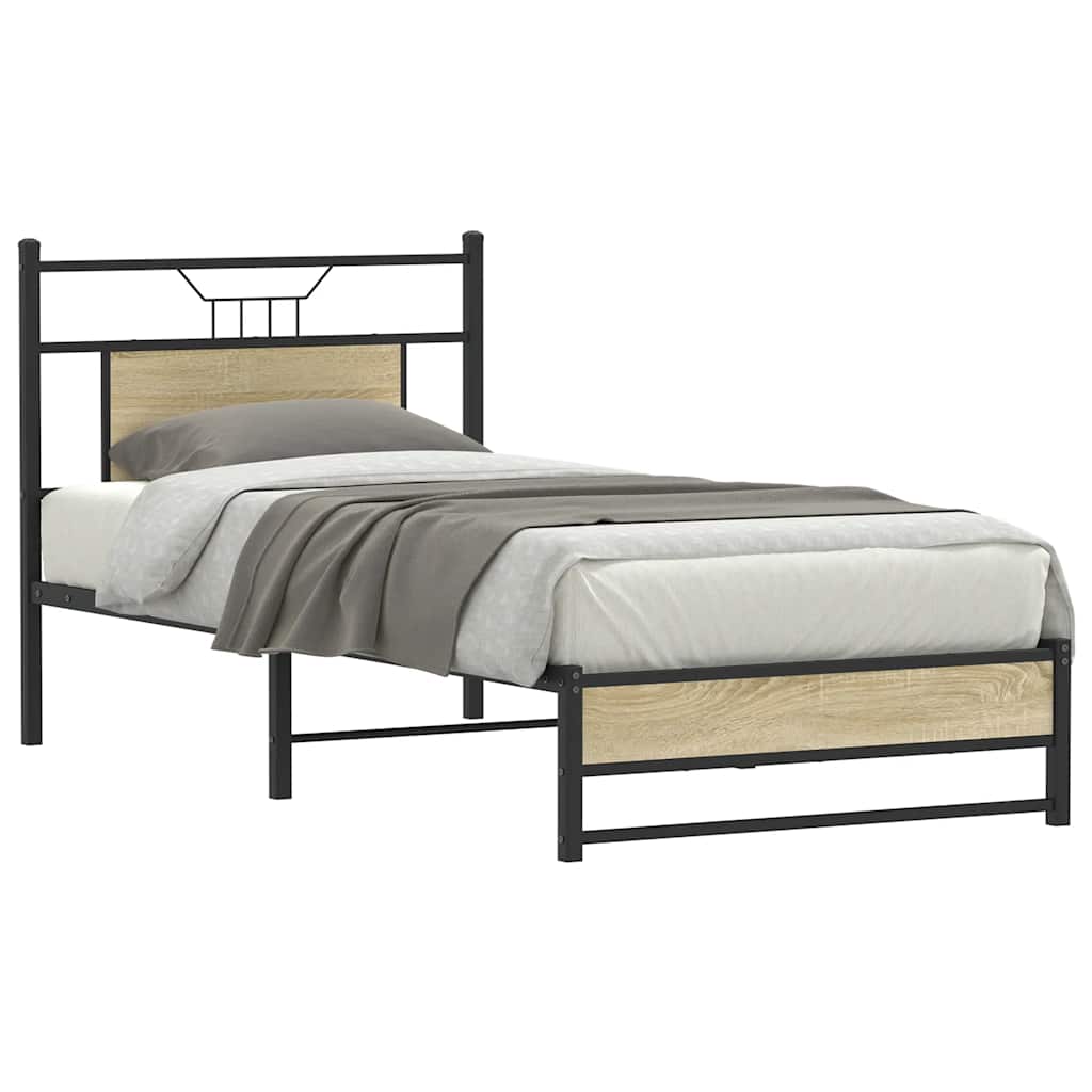 Bedframe zonder matras hout sonoma eikenkleurig 80x200 cm is nu te koop bij PeponiXL, paradijselijk wonen!