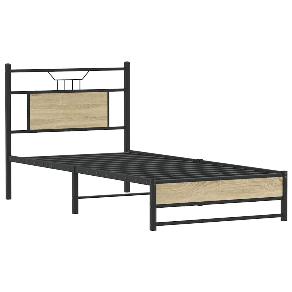 Bedframe zonder matras hout sonoma eikenkleurig 80x200 cm is nu te koop bij PeponiXL, paradijselijk wonen!